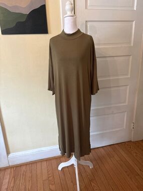 Womens dress boxy modest mock neck turtleneck side slit boutique casual